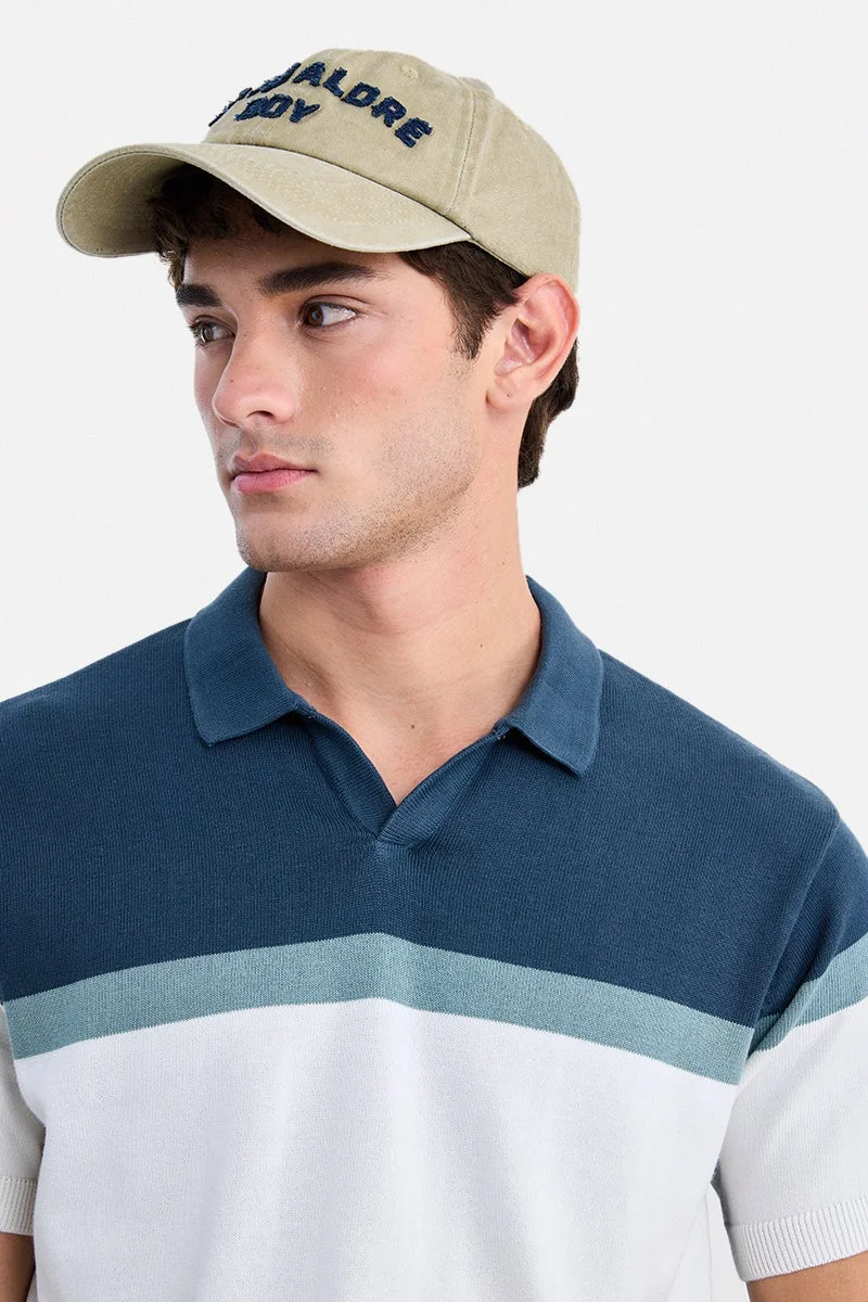 سنيتش Navy Blue Striped Half Sleeve Regular Fit T-Shirt