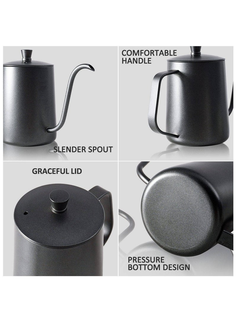 OMRAN CART Pour Over Kettle, Black, Stainless Steel, Gooseneck Spout, 600ml Capacity, Precise Control for V60 Pouring, Ideal for V60 Coffee Stations - Image 3