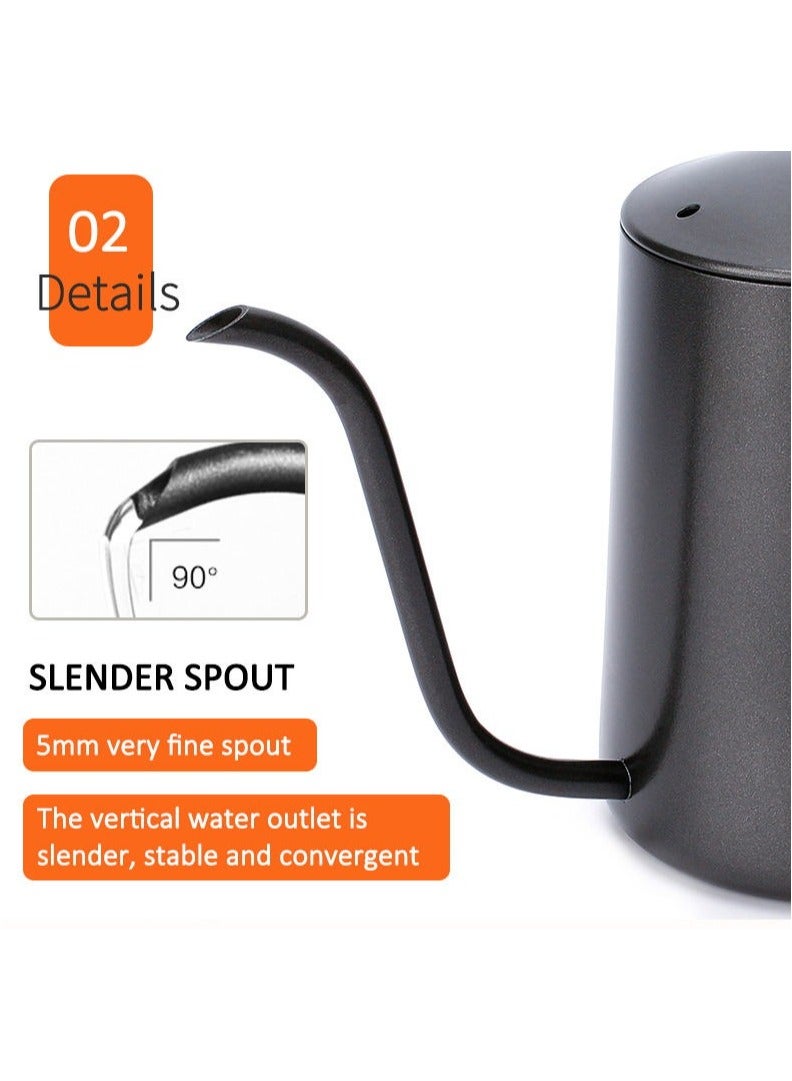 OMRAN CART Pour Over Kettle, Black, Stainless Steel, Gooseneck Spout, 600ml Capacity, Precise Control for V60 Pouring, Ideal for V60 Coffee Stations - Image 5