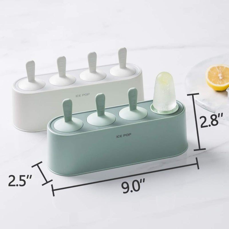 WYOK Popsicle Mold Set 4 Pieces Homemade Silicone Popsicle Maker Easy Release Ice Cream Molds Reusable DIY Pop Molds (Green, IcyClassic Pops) - Image 5