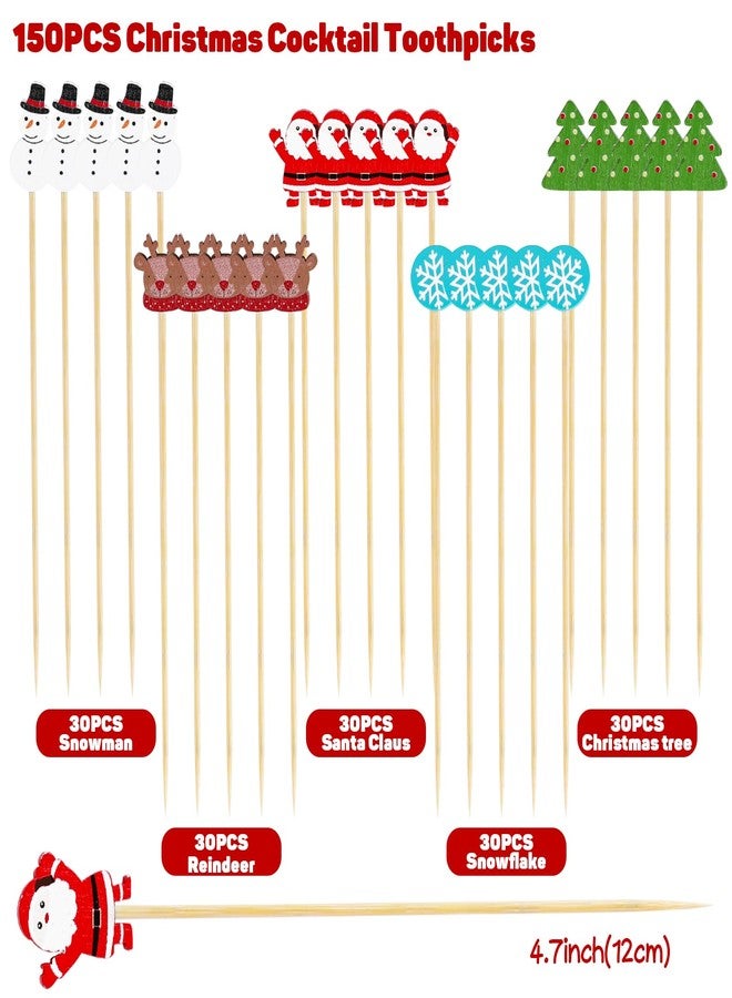 LOKIPA 150PCS Christmas Cocktail Picks, Christmas Cocktail Toothpicks for Appetizers Christmas Cocktail Sticks for Christmas Party Decoration (4.72 Inch) - Image 2