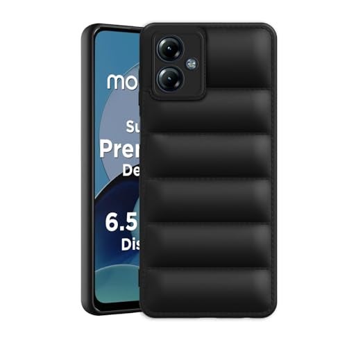 Plus Puffer Case Camera Protection Soft Back Cover for Motorola Moto G14 - Black - Image 1