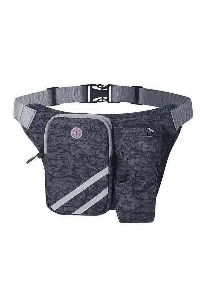 Generic Elastic Running Waist Pack with Water Bottle Holder - Adjustable Reflective Belt Bag for Jogging/Hiking/Travel, Phone & Essentials Pouch (Black, Waterproof)  - Image 1