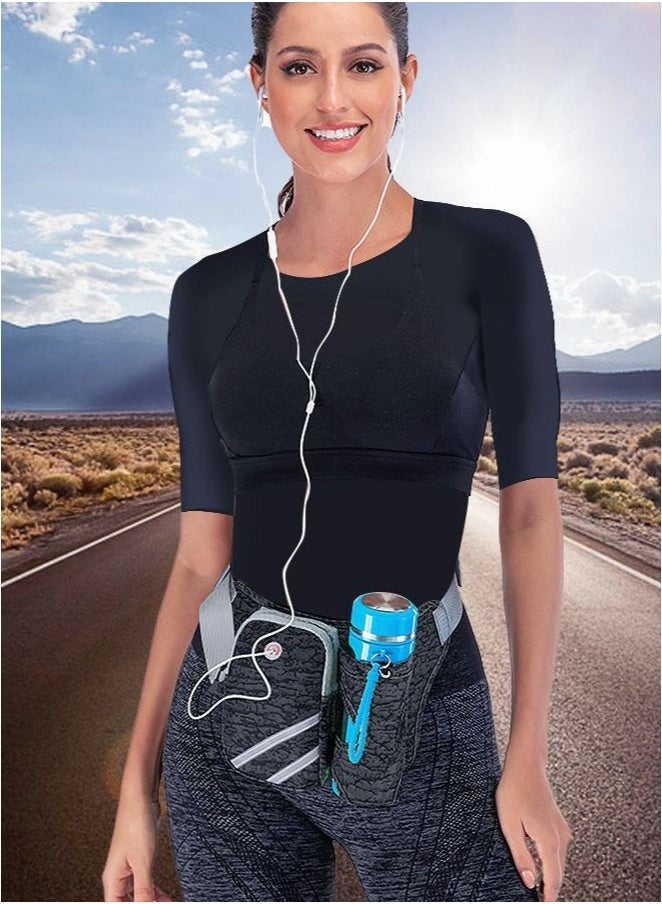 Generic Elastic Running Waist Pack with Water Bottle Holder - Adjustable Reflective Belt Bag for Jogging/Hiking/Travel, Phone & Essentials Pouch (Black, Waterproof)  - Image 2