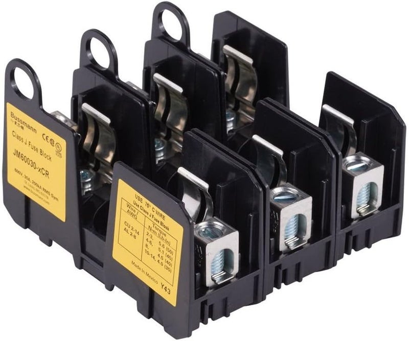 Bussman Class J Fuse Block 600V30A-Lug-3 Pole JM60030-3CR