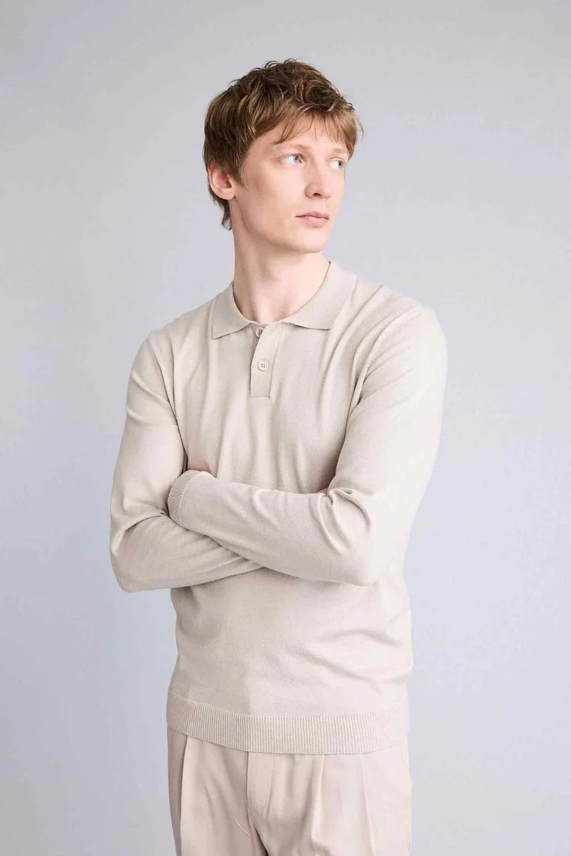 DeFacto Standard Fit Polo Collar Knitwear Pullover