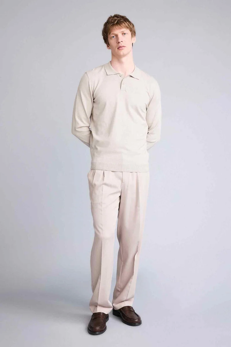 DeFacto Standard Fit Polo Collar Knitwear Pullover