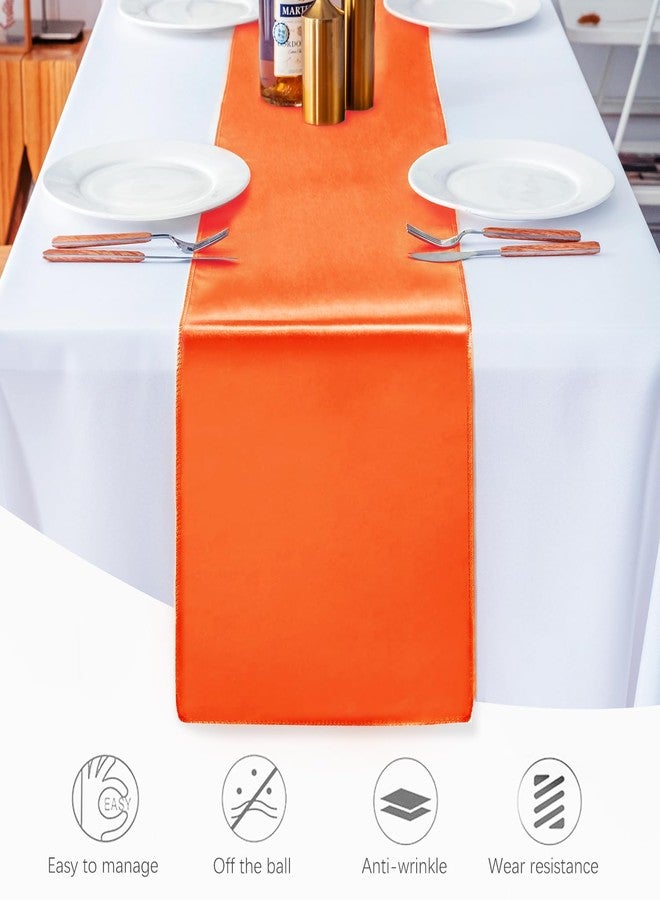 JEVIX 10 Pack Satin Table Runner 12 X 108 Inch Silk Table Runner for Party,Wedding, Birthday, Banquets,Decoration(Orange) - Image 3