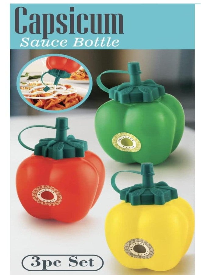 FASHRAMP Plastic Portable Capsicum Souce Bottle Dispenser Set of 3pc // Sauce Vinegar Ketchup Dispenser Olive Oil Dispensing Bottles Kitchen Gadget 350ml - Image 5