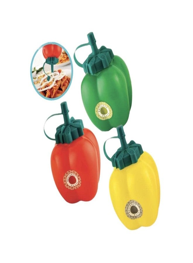 FASHRAMP Plastic Portable Capsicum Souce Bottle Dispenser Set of 3pc // Sauce Vinegar Ketchup Dispenser Olive Oil Dispensing Bottles Kitchen Gadget 350ml - Image 1
