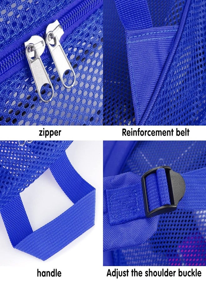 MCWTH Heavy Duty Mesh Backpack, See Through School College Student Mesh Bookbag (Blue) - Image 5