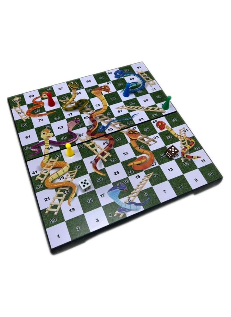 A ZONE Magnetic Snakes and Ladders Board Game, Folding Design and Light-Weight Traditional Game for Kids and Adults (24x24cm)  - Image 3