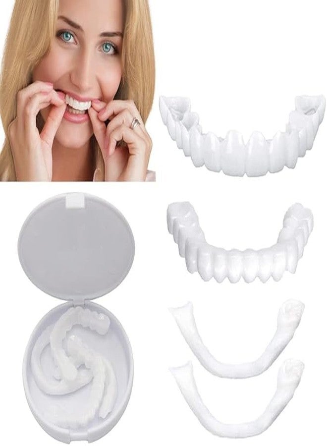 Bitrexup Snap-On Instant Perfect Smile Teeth Veneers - Comfort Fit Flex Dentures for Top & Bottom Teeth, White & Neat Smile - Image 1