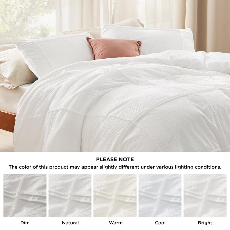 Bedsure Grid Boho 2 Pcs Duvet Cover Set Twin Size, Shabby Chic Tufted Boho Bedding Set, Includes 1 King Duvet Cover (173 cm x 230 cm) & 1 Pillowcase (50 cm x 66 cm), White - Image 5