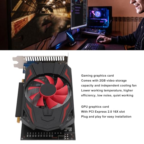 Yoidesu GTX1050 Gaming Graphics Card, 2GB DDR5 128bit Computer Graphics Card 2560x1600, PCIE 2.0 X16 Desktop PC Graphics Video Card with Single Fans, Low Noise and Quiet Work - Image 2