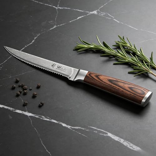 Wakoli EDIB 4-Piece Damascus Steak Knife Set – Professional Dining Kitchen Knives with VG10 Core Blades, 67-Layer Damascus Steel & Ergonomic Pakkawood Handles – Premium Steak Cutlery in Gift Box - Image 2