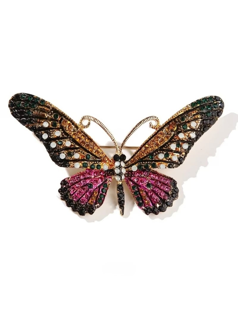 Luxury & Trendy Crystal Rhinestone Accessory Brooch Pin for Women, for clothes and Bags Fashion Enamel Available in different shapes and colors Gold/Silver (Butterfly 1) - Image 2