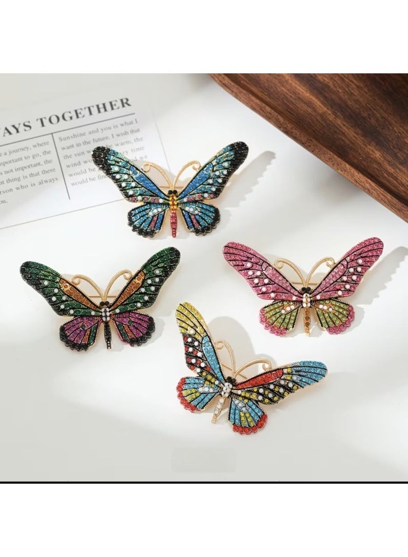 Luxury & Trendy Crystal Rhinestone Accessory Brooch Pin for Women, for clothes and Bags Fashion Enamel Available in different shapes and colors Gold/Silver (Butterfly 1) - Image 3