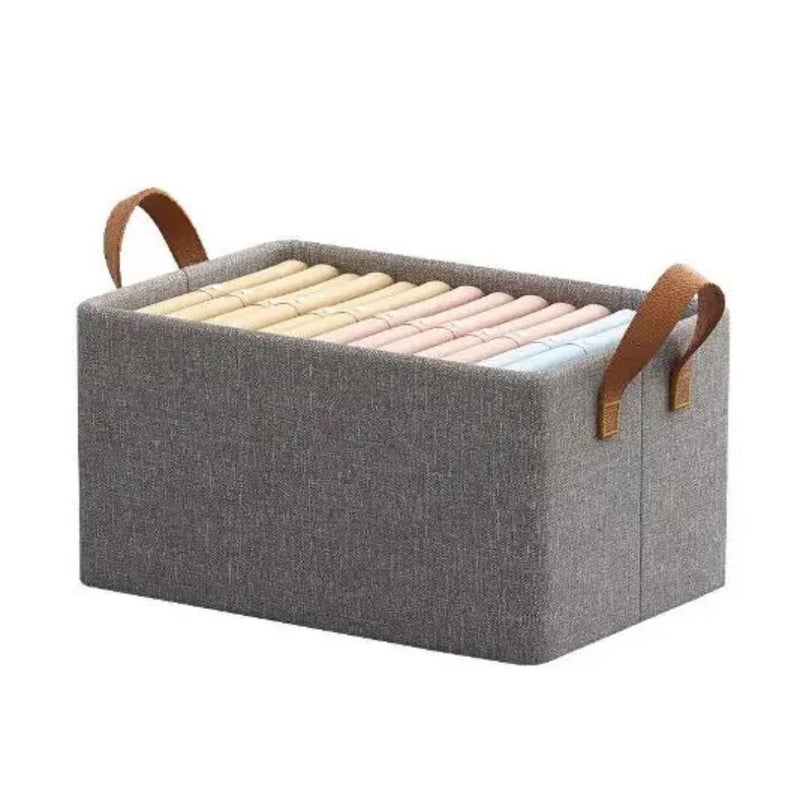 CREXAN Foldable Storage Basket Large Capacity Fabric Storage Box with Handles Closet Shelf Organizer for Clothes Books Toys Grey 47x28x20cm PACK OF 1 - Image 1