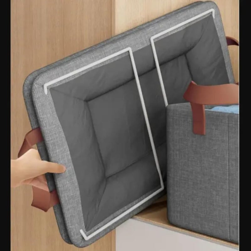 CREXAN Foldable Storage Basket Large Capacity Fabric Storage Box with Handles Closet Shelf Organizer for Clothes Books Toys Grey 47x28x20cm PACK OF 1 - Image 5