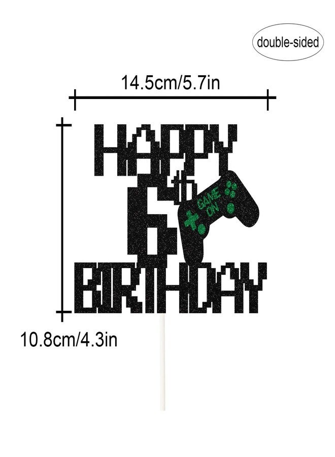 Festiko®Game Controller Happy 6th Birthday Cake Topper,Gaming Birthday Cake Decoe 6 Year Old for Gamer Party, Happy Birthday Video Game Party Decoration Supplies - Image 1