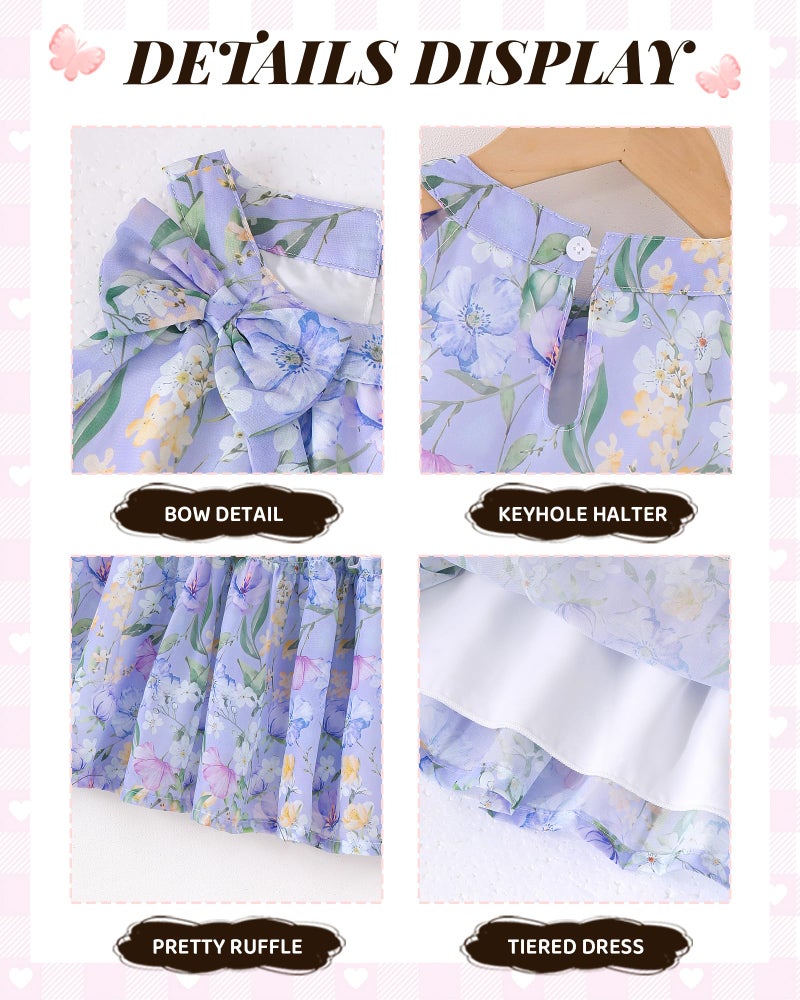 Saeaby Toddler Girl Tulle Dresses 4T 5T Girls Clothes Summer Purple Prom Dress Birthday Party Sundress Toddler Outfits Halter Dress for Girl 4 5 Year Old - Image 3