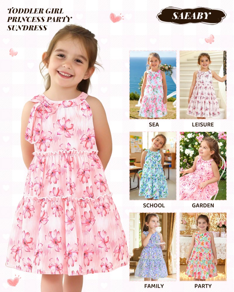 Saeaby Toddler Girl Tulle Dresses 4T 5T Girls Clothes Summer Purple Prom Dress Birthday Party Sundress Toddler Outfits Halter Dress for Girl 4 5 Year Old - Image 4