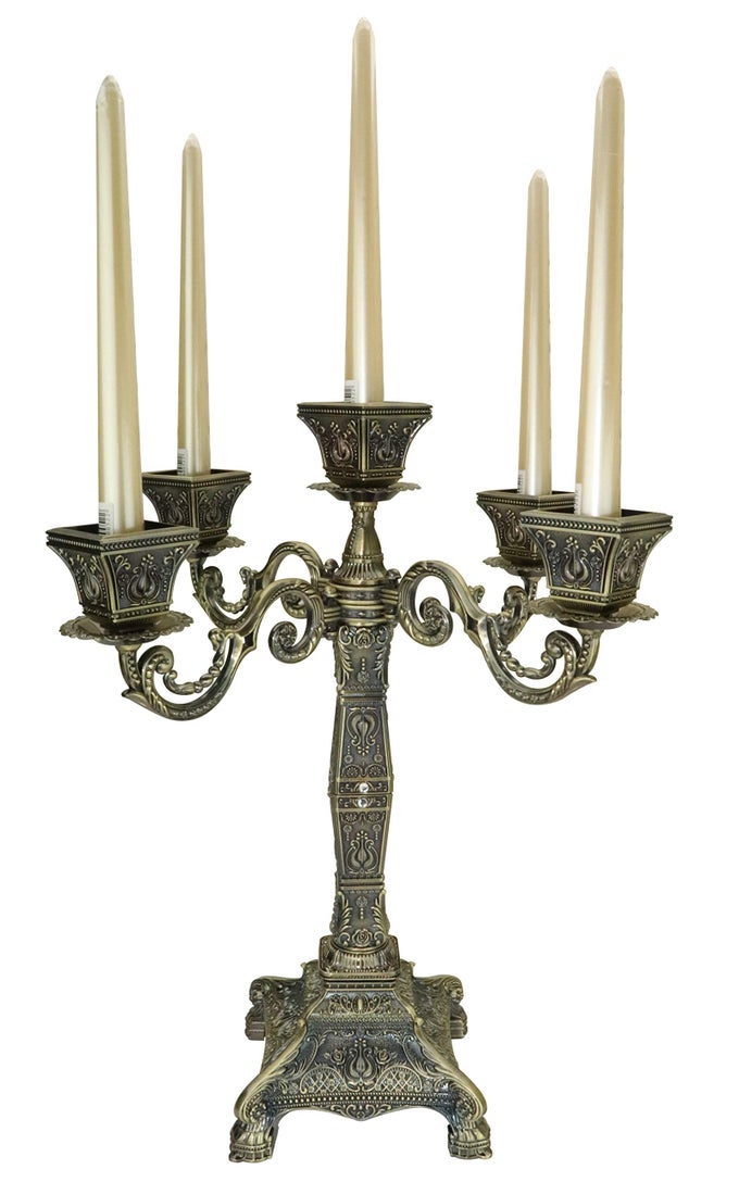 METAL CANDELABRA 17 HEIGHT CANDLE HOLDER WITH 5 ARMSANTIQUE BRONZE FURNISH CANDLE HOLDER CENTERPIECE FOR HOME DECROWEDDING EVENT PARTY1 PACK BRONZE COLOR