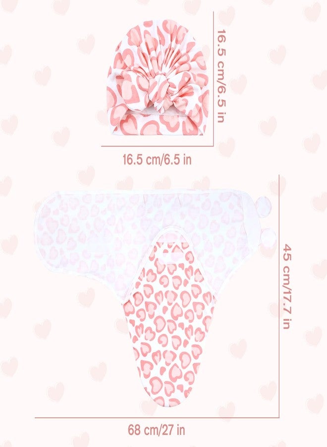 Cinaci 2 Pack Soft Cotton Baby Receiving Swaddle Blankets Wraps Sleep Sacks with Matching Bow Newborn Nursery Bow Hats Caps Beanies Bonnets for Baby Girls Boys Newborns Infants (Multicolor S5) - Image 4