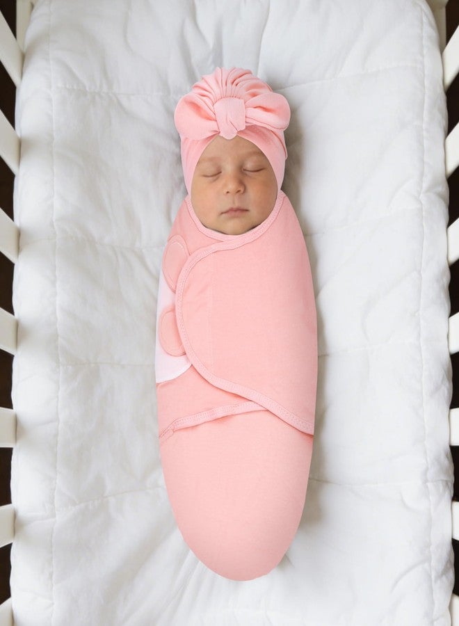 Cinaci 2 Pack Soft Cotton Baby Receiving Swaddle Blankets Wraps Sleep Sacks with Matching Bow Newborn Nursery Bow Hats Caps Beanies Bonnets for Baby Girls Boys Newborns Infants (Multicolor S5) - Image 3