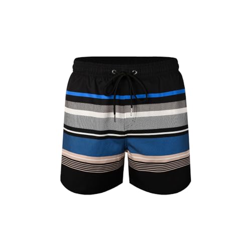 MADHERO Mens Swim Trunks with Compression Liner 2 in 1 Quick Dry Swimming Shorts Swimwear Striped Size L - Image 4