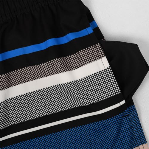 MADHERO Mens Swim Trunks with Compression Liner 2 in 1 Quick Dry Swimming Shorts Swimwear Striped Size L - Image 3