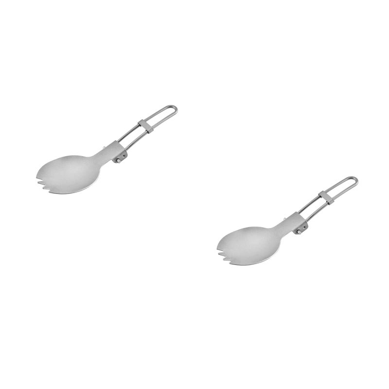 2pcs Titanium Portable Spoon Foldable Shovel Camping Picnic Utensil Ourdoor Picnic Tableware - Image 1