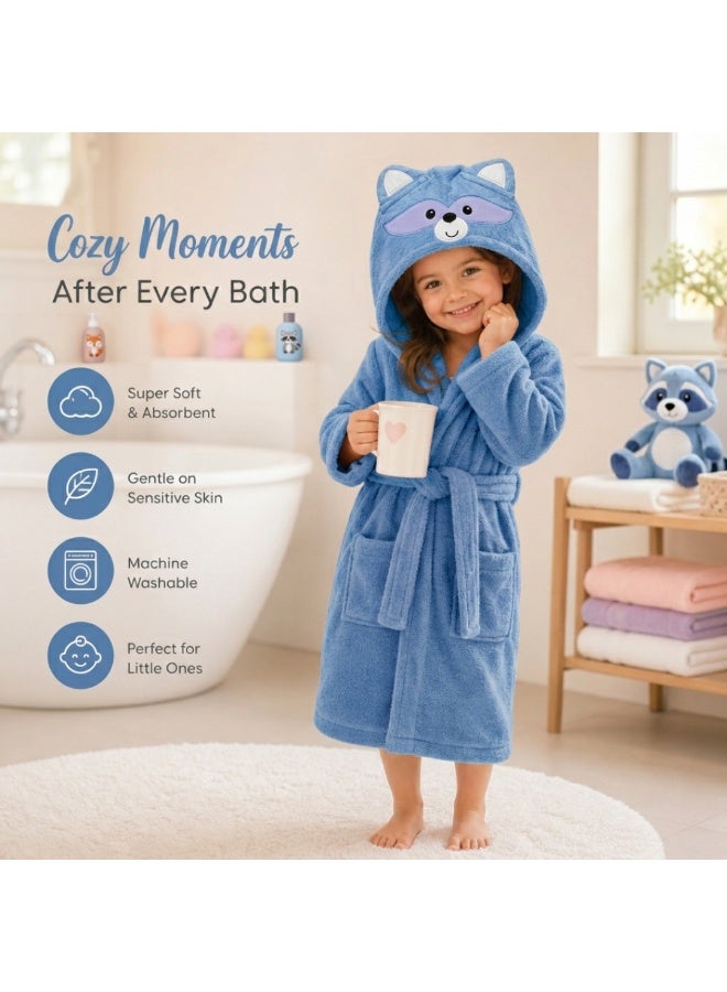 VELMORE Premium Kids Hooded Bathrobe – 100% Cotton Soft & Absorbent Towel Robe for Boys & Girls, Lightweight, Quick Dry, with Belt & Pockets (650 GSM) - 12 - 16 Y - Sky Blue - Image 4