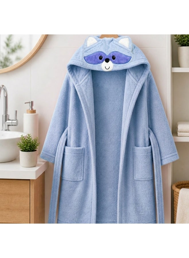 VELMORE Premium Kids Hooded Bathrobe – 100% Cotton Soft & Absorbent Towel Robe for Boys & Girls, Lightweight, Quick Dry, with Belt & Pockets (650 GSM) - 12 - 16 Y - Sky Blue - Image 1