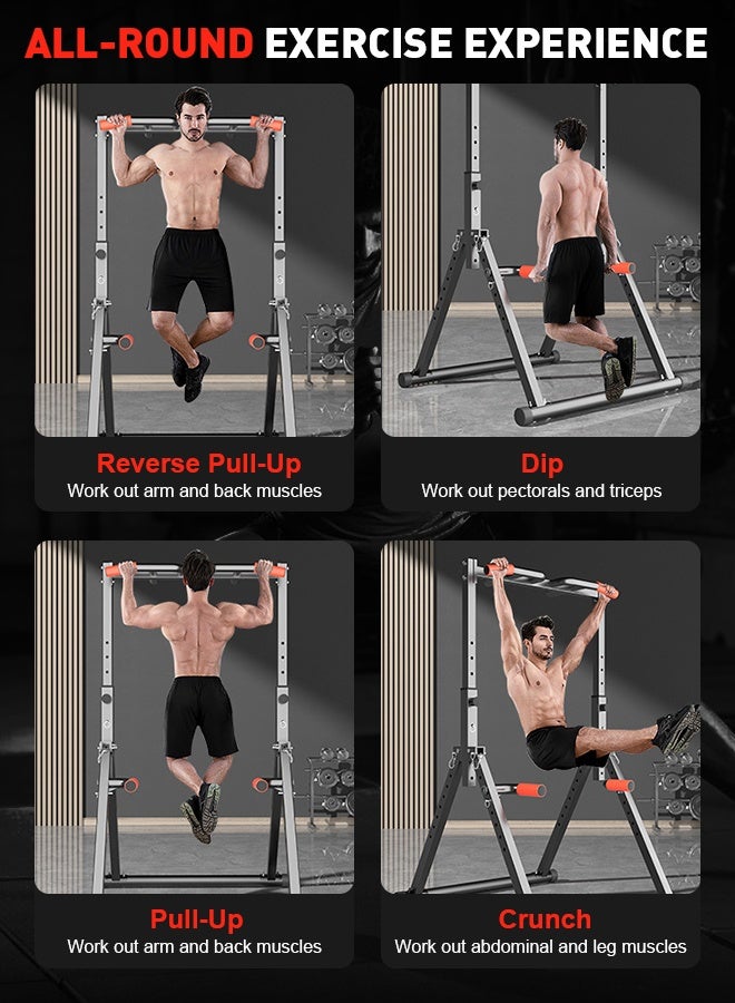 Solerconm Power Tower Pull Up Dip Station Foldable, Adjustable Pull Up Bar Station, Multi-Function Home Gym Strength Training Equipment, Triangular Design, Heavy Duty for Home & Outdoor - Image 3