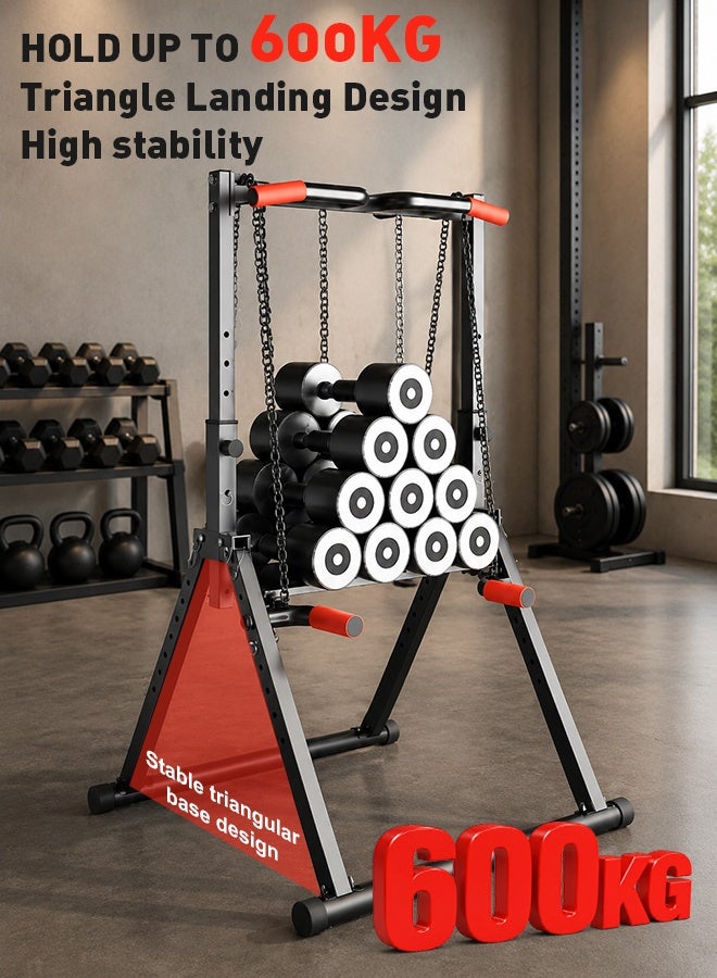 Solerconm Power Tower Pull Up Dip Station Foldable, Adjustable Pull Up Bar Station, Multi-Function Home Gym Strength Training Equipment, Triangular Design, Heavy Duty for Home & Outdoor - Image 5