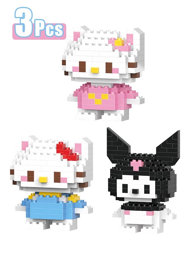Sanrio 3 pcs Mini Building Blocks Anime Character Set , Ages +14, Toys Gifts for Kids and Adults - Image 1