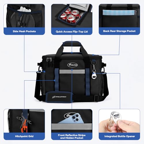 Maelstrom Collapsible Soft Cooler Bag355575 Cans Beach Cooler with Flip Top Lid Ice Chest Leakproof Portable for Beach Camping Road Trips Grocery Shopping Black 35 Can - Image 3