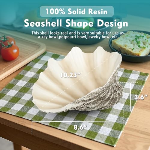 Accessoryway Large Mud Gray Clam Shells Decorative Bowl,Weathered style ClamShell Bowl Beach Decorations for Home Coastal Beach Decor Decoration Storage Bowls & Home Office Nautical Themed Party Decor -10.2"-1PC - Image 2