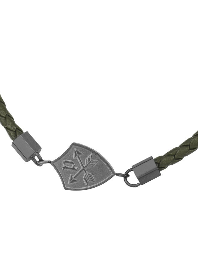 POLICE Heritage Crest Antique Grey with Green Leather Bracelet S - Image 4