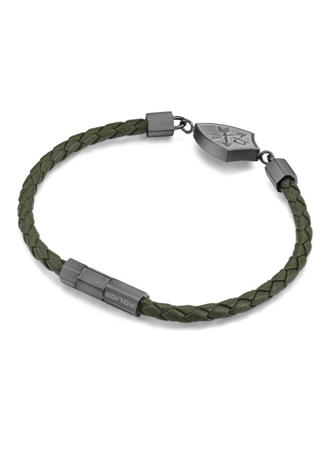 POLICE Heritage Crest Antique Grey with Green Leather Bracelet S - Image 3