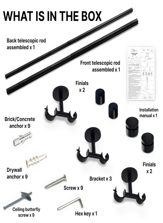A Key Tech Double ceiling rod (Black, 48-84") - Image 3