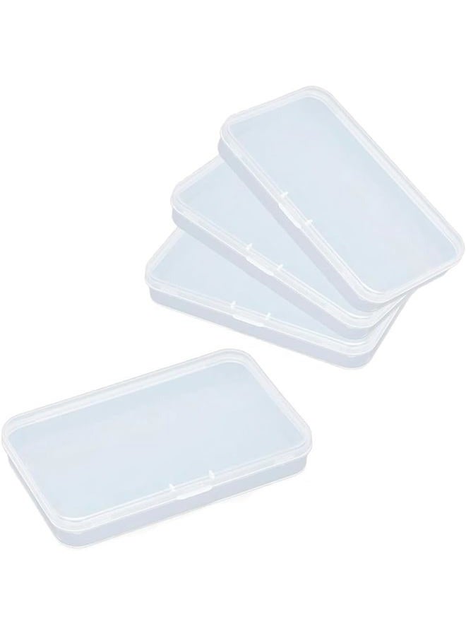 Bwexxt Pack of 4 Clear Polypropylene Rectangle Mini Storage Containers Box with Hinged Lid for Card,Accessories,Crafts,Learning Supplies,Screws,Drills,Battery,4.8" x 2.9" x 0.67" Accessories - Image 1