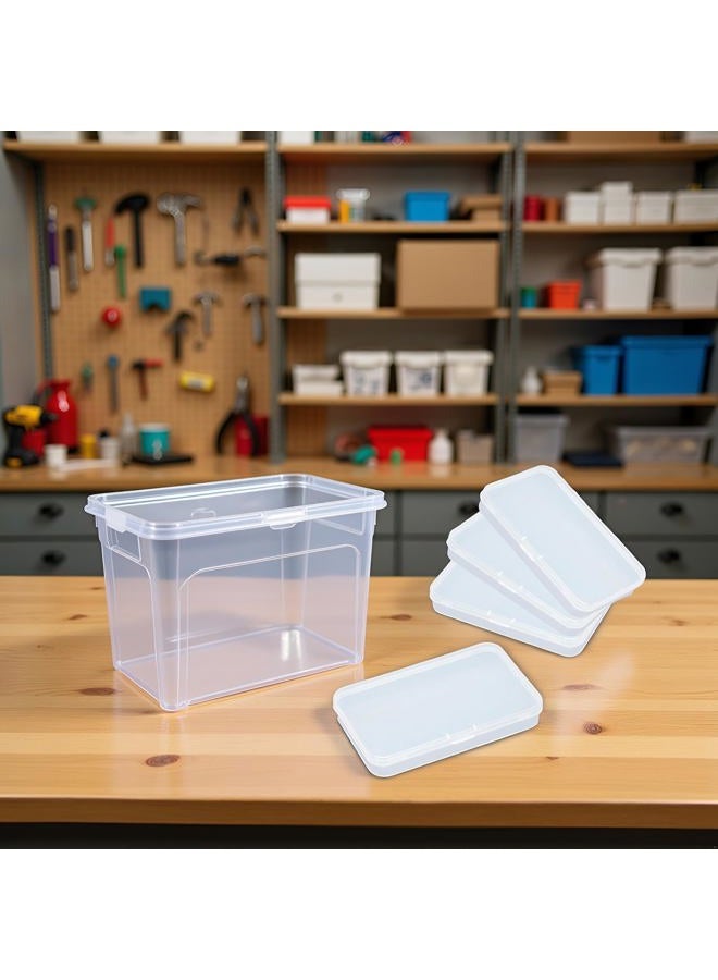 Bwexxt Pack of 4 Clear Polypropylene Rectangle Mini Storage Containers Box with Hinged Lid for Card,Accessories,Crafts,Learning Supplies,Screws,Drills,Battery,4.8" x 2.9" x 0.67" Accessories - Image 4