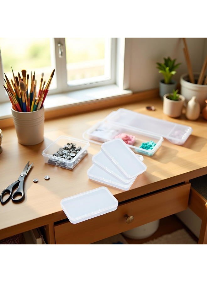 Bwexxt Pack of 4 Clear Polypropylene Rectangle Mini Storage Containers Box with Hinged Lid for Card,Accessories,Crafts,Learning Supplies,Screws,Drills,Battery,4.8" x 2.9" x 0.67" Accessories - Image 5