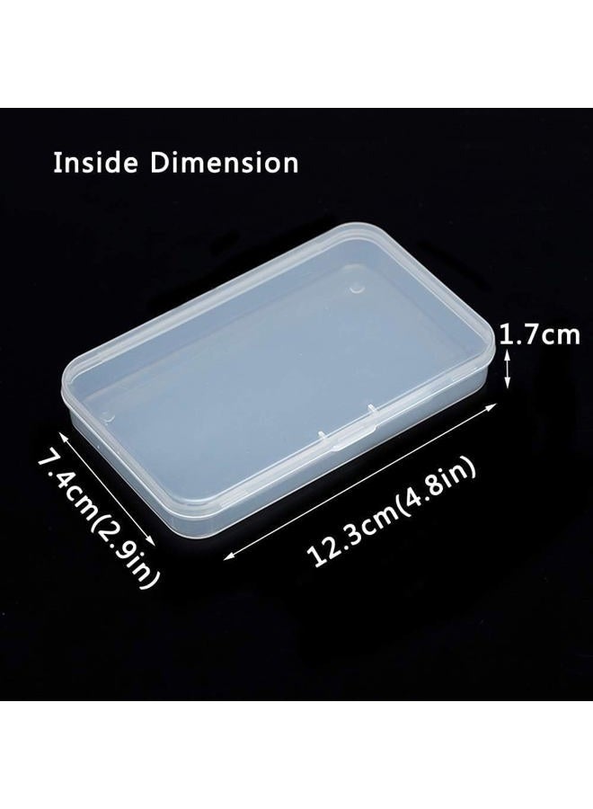Bwexxt Pack of 4 Clear Polypropylene Rectangle Mini Storage Containers Box with Hinged Lid for Card,Accessories,Crafts,Learning Supplies,Screws,Drills,Battery,4.8" x 2.9" x 0.67" Accessories - Image 2