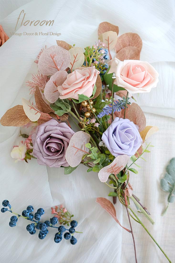 Floroom Artificial Flowers 25pcs Real Looking Blush Heirloom Foam Fake Roses with Stems for DIY Wedding Bouquets Pink Bridal Shower Centerpieces Floral Arrangements Party Tables Home Decorations - Image 3