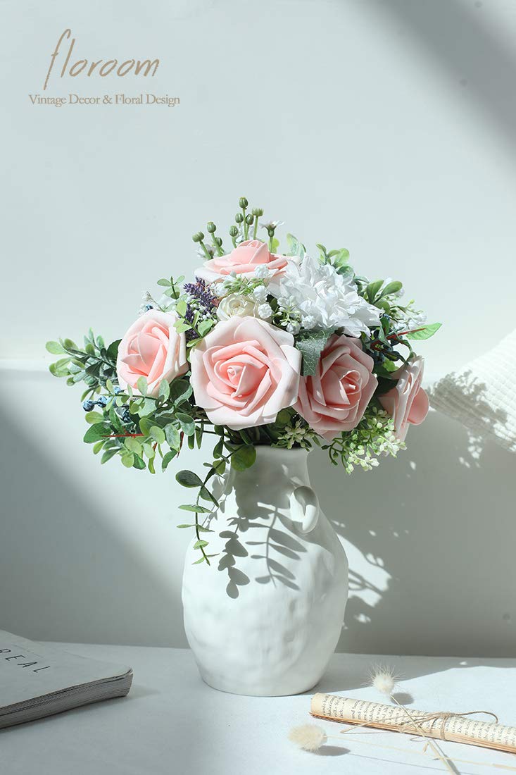 Floroom Artificial Flowers 25pcs Real Looking Blush Heirloom Foam Fake Roses with Stems for DIY Wedding Bouquets Pink Bridal Shower Centerpieces Floral Arrangements Party Tables Home Decorations - Image 5