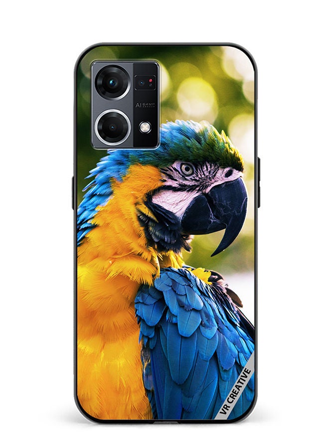 VR CREATIVE Protective Case Cover For Oppo Reno8 4G Yellow Blue Parrot Design Multicolour - Image 1